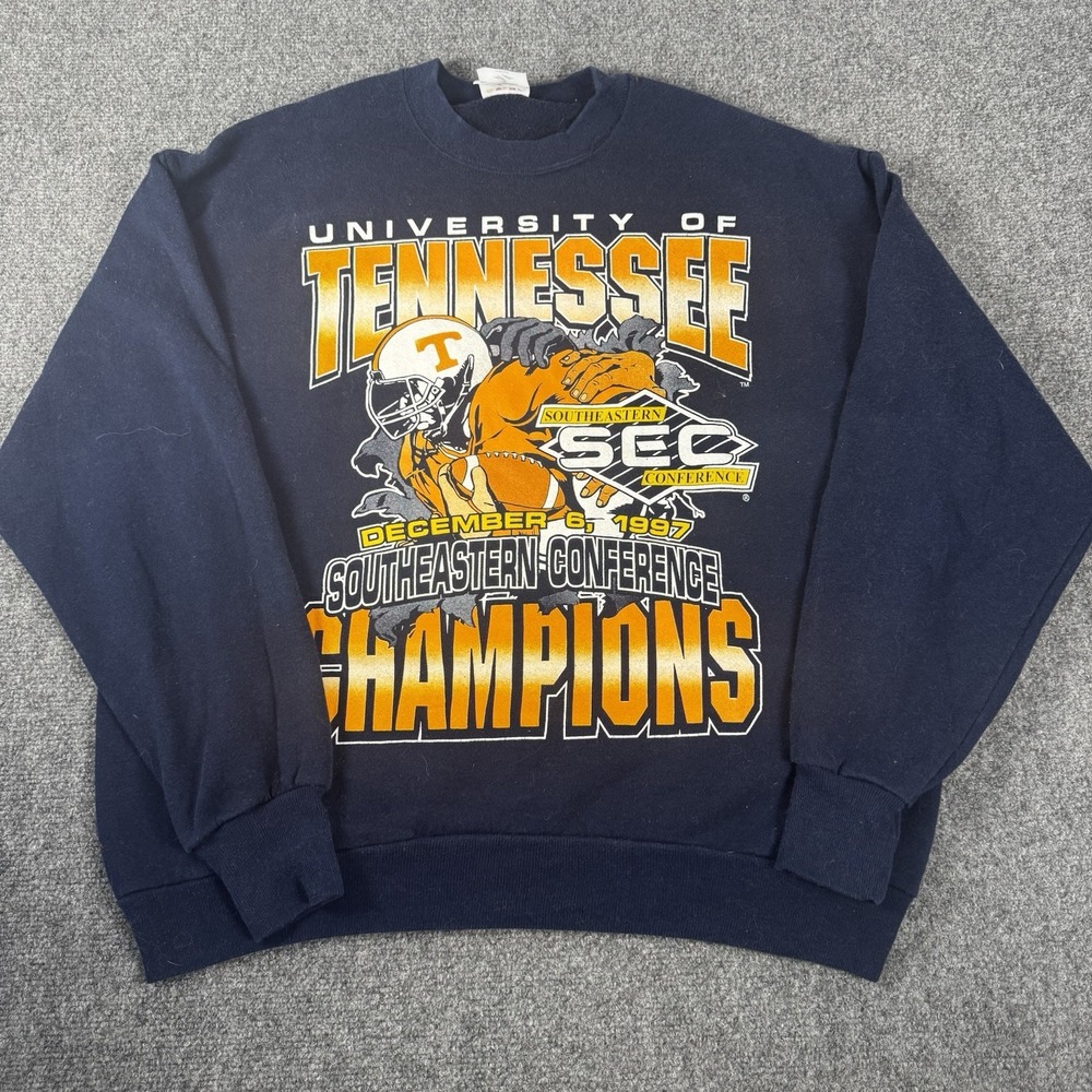 Vtg 1997 Tennessee Volunteers SEC Champions Sweatshirt XL Navy Blue 90s USA